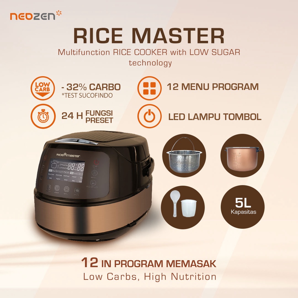 Rice Cooker Low Carbo (Rice Cooker Digital) - Neozen Rice Master Low C