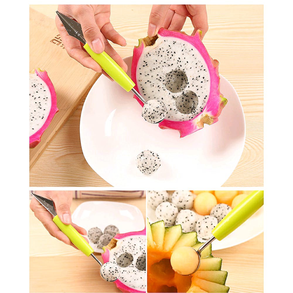 Sendok Scoop Bahan Stainless Steel Pengukir Es Krim / Buah-Buahan