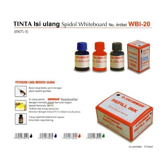

Ink | Tinta Isi Ulang Spidol White Board Ink 20Cc - Wbi 20