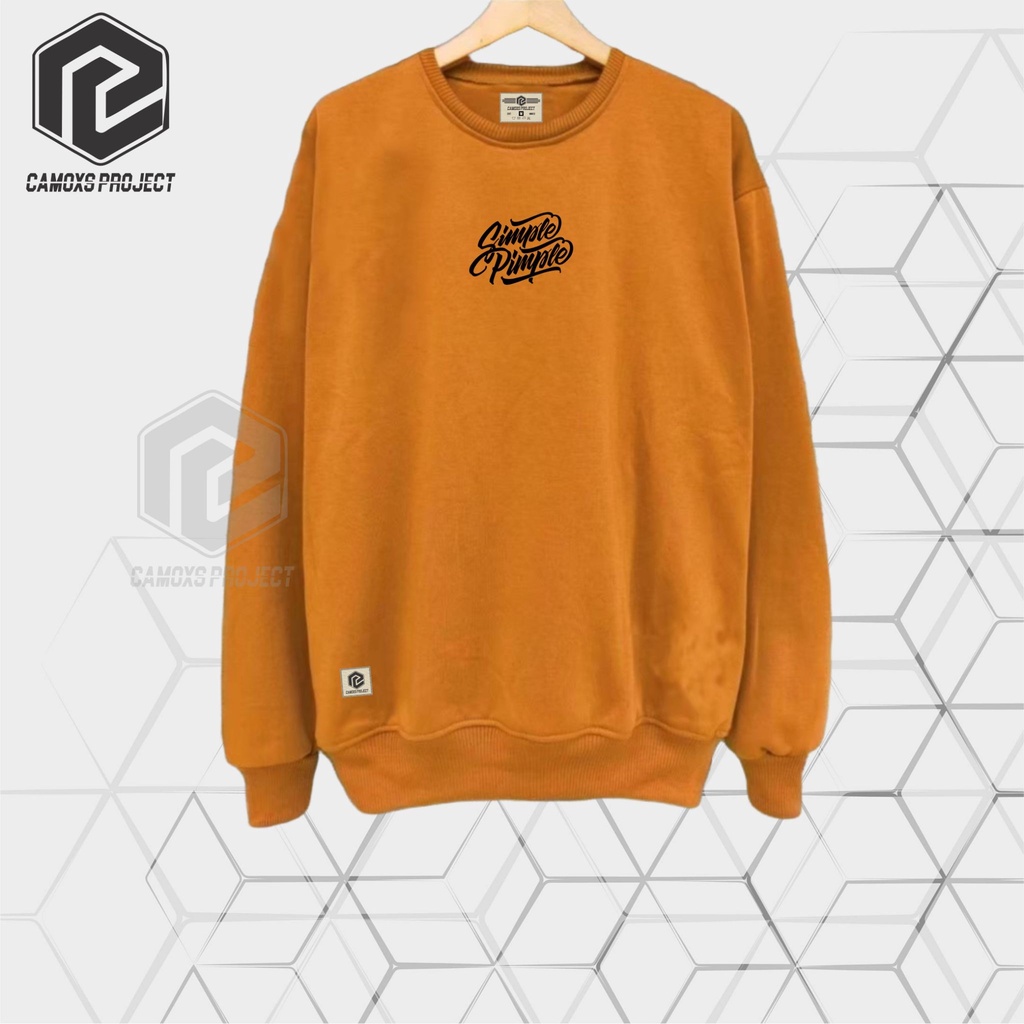 Camoxs Jaket Sweater Crewneck Pria Mustard List Sablon Simple Pimple Krunek Switer Cowok Cewek Oversize