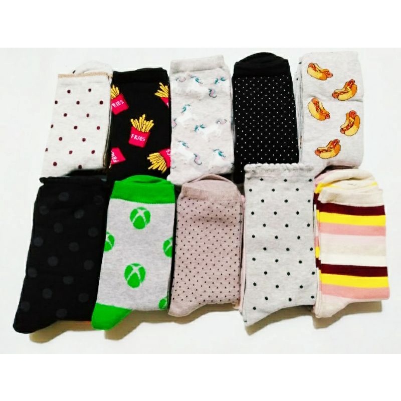 KAOS KAKI PANJANG WANITA REMAJA MOTIF (6 PASANG)RANDOM