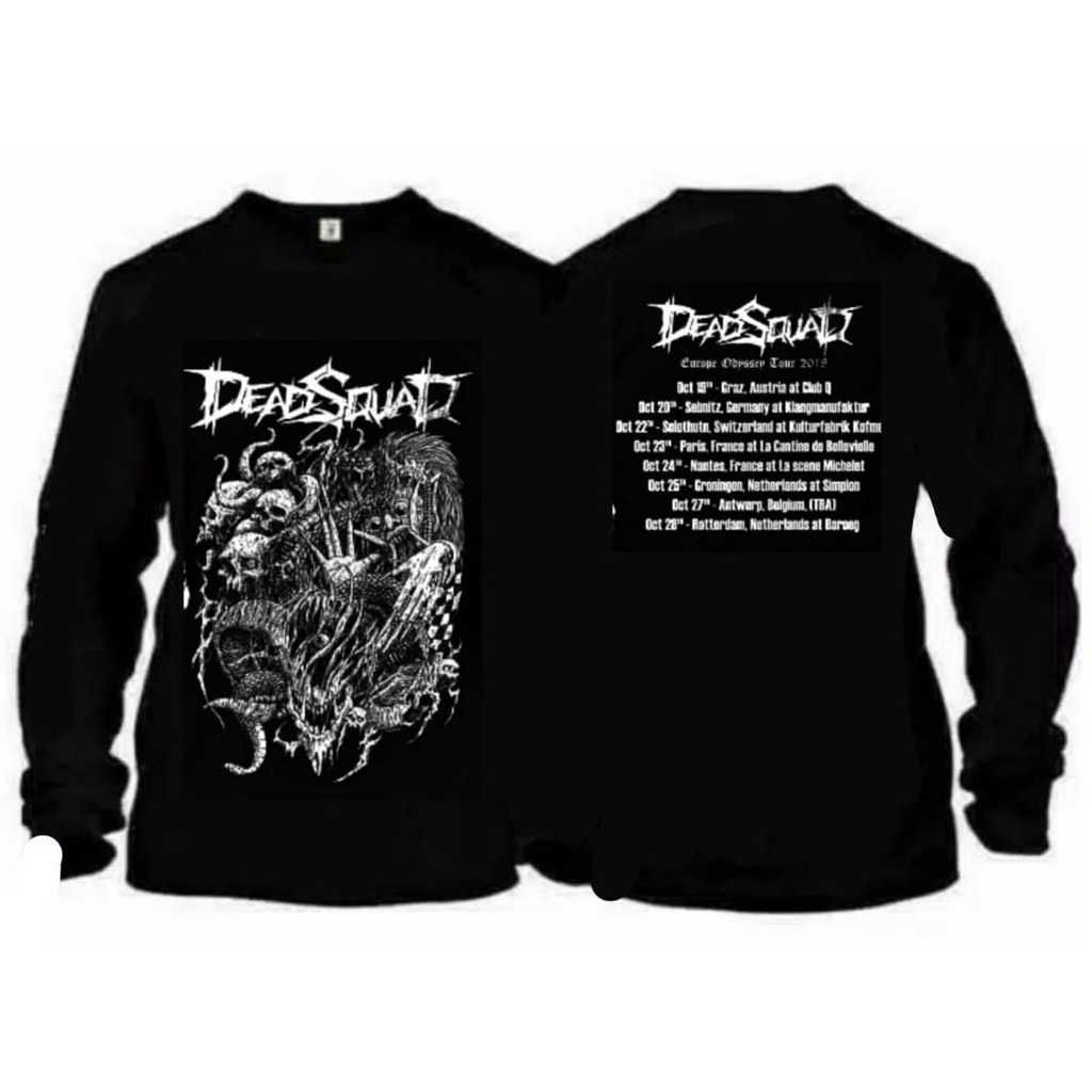 Kaos Musik Metal Premium Band DEAD SQUAD THEME EUROPE CONSERT TOUR Lengan Panjang Hitam Murah Terjan