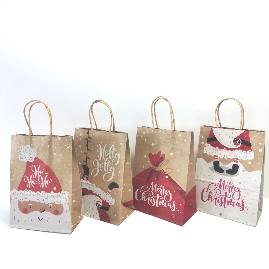 [ Christmas Series Kraft Paper Gift Bag Decoration for Home Bedroom New Year Xmas Wedding Party ]