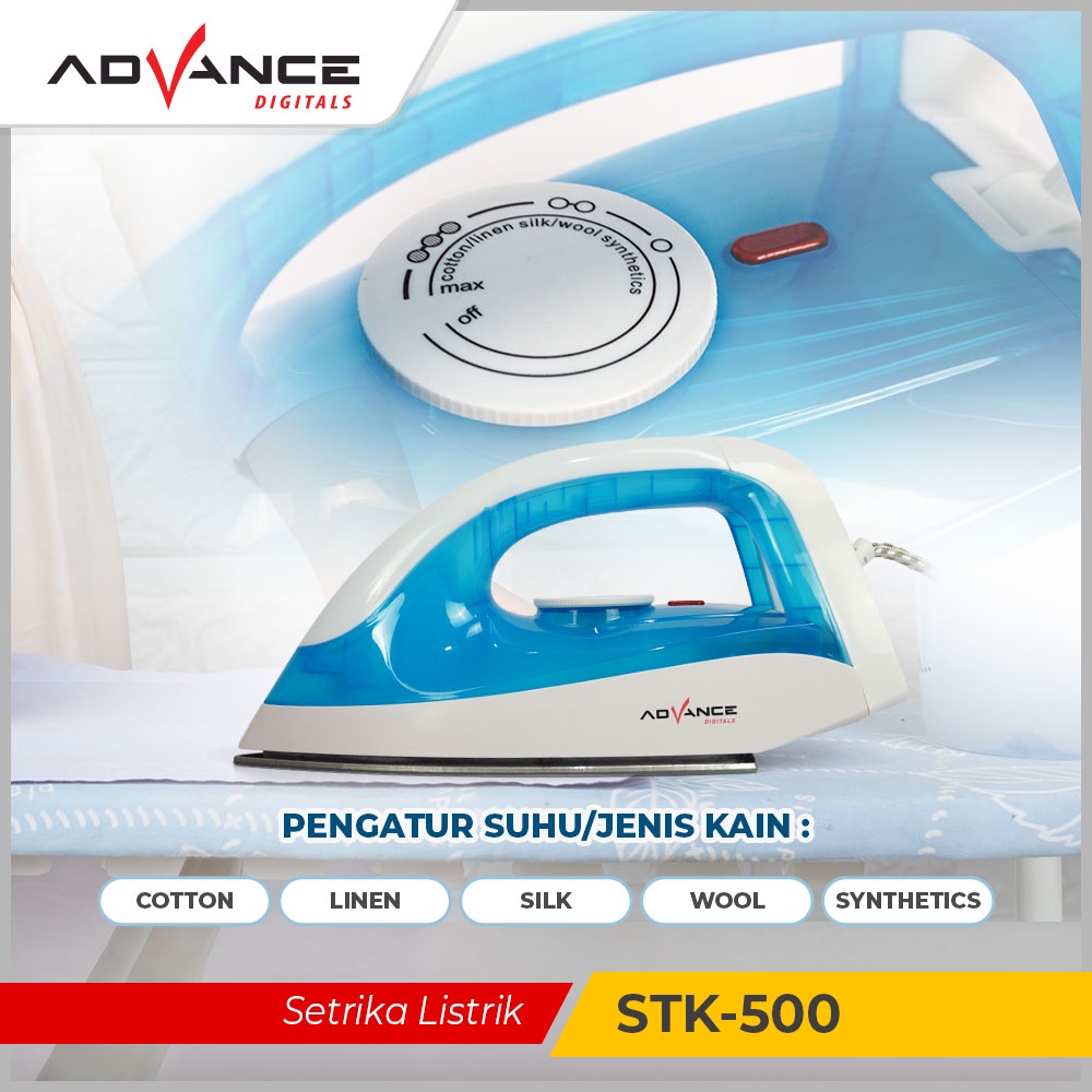 Advance Setrika Listrik Anti Lengket 350W STK-500 Garansi Resmi 1 tahun