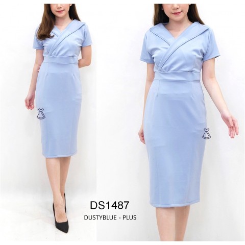 DS1487 - DRESS PESTA BASIC SCUBA SEPAN STRETCH DRESS WANITA BUSUI FRIENDLY DRESS KANTOR MURAH