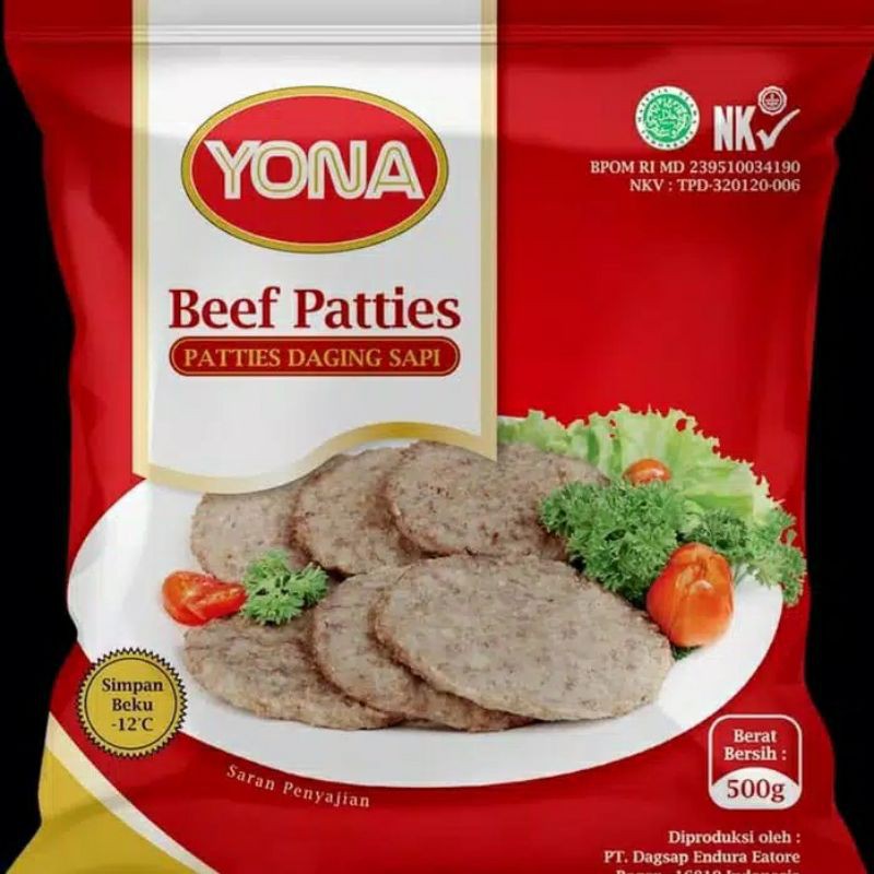 

Yona Beef Patties 500gr isi 6/isian burger daging sapi