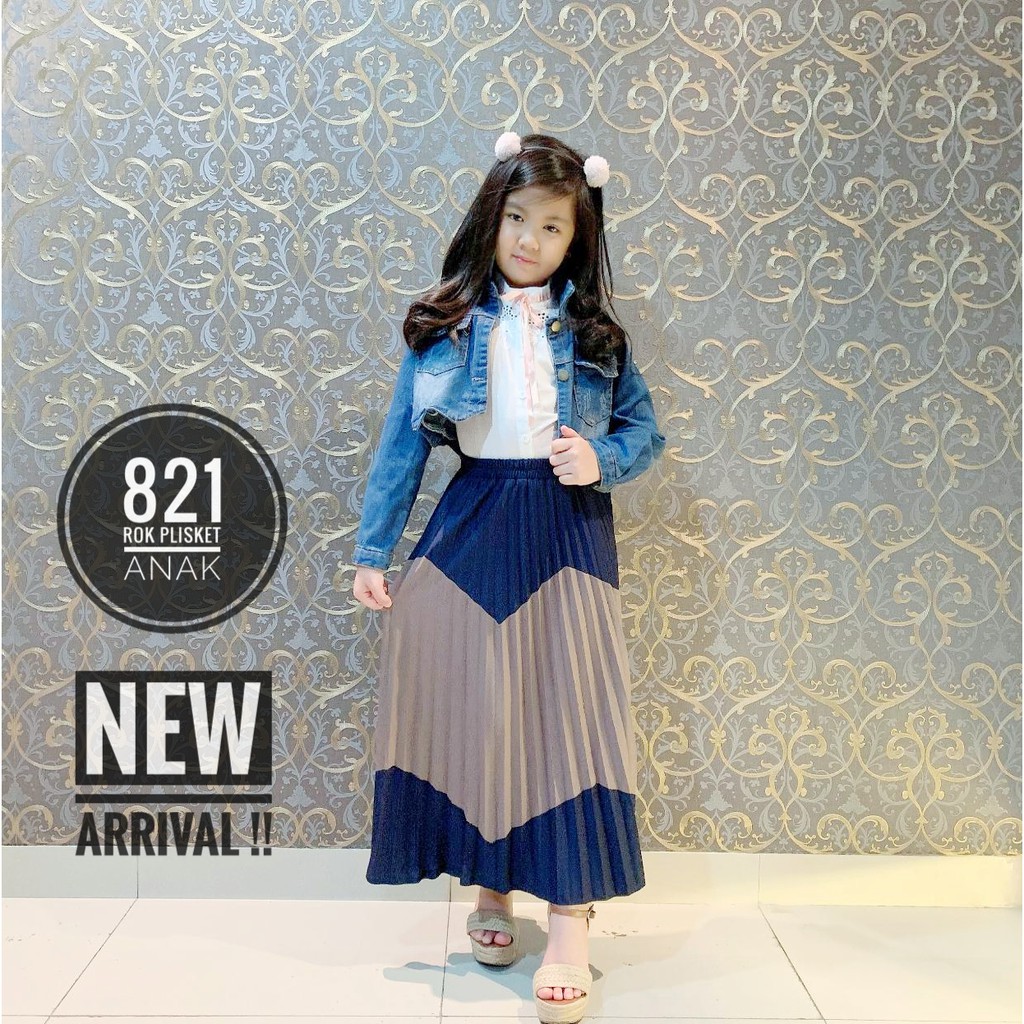 ROK PLISKET ANAK KOMBINASI 821 PRISKET ANAK PANJANG PLEATED SKIRT FLARE SKIRT MAYUNG FLOWY REMPEL