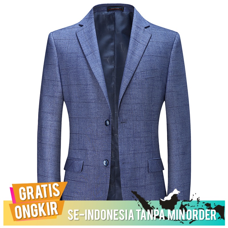 Jas Pria Casual Untuk Pria Kasual Baru Pria Paruh Baya Bisnis Slim Fit Kotak-kotak