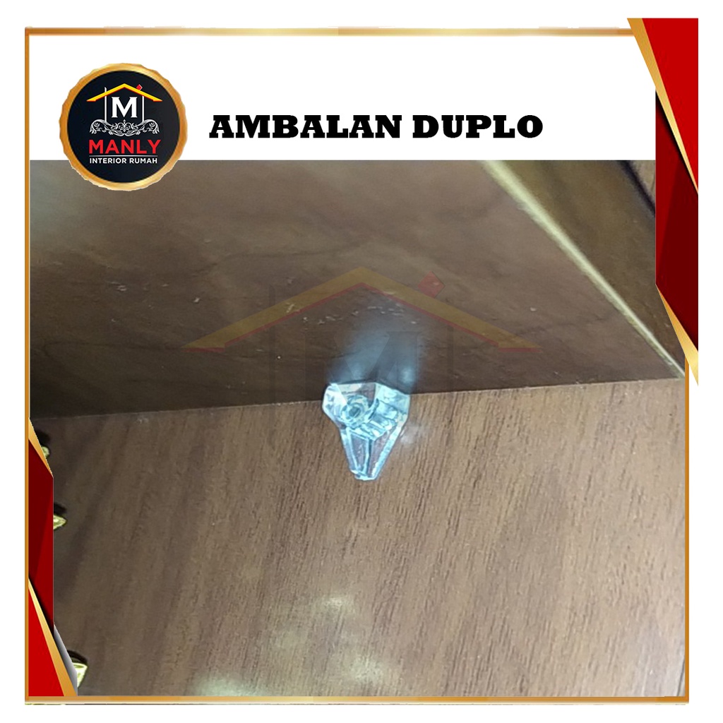 Ambalan Kayu Duplo Plastik Bening isi 1 pcs, Tatakan Penyangga Kayu