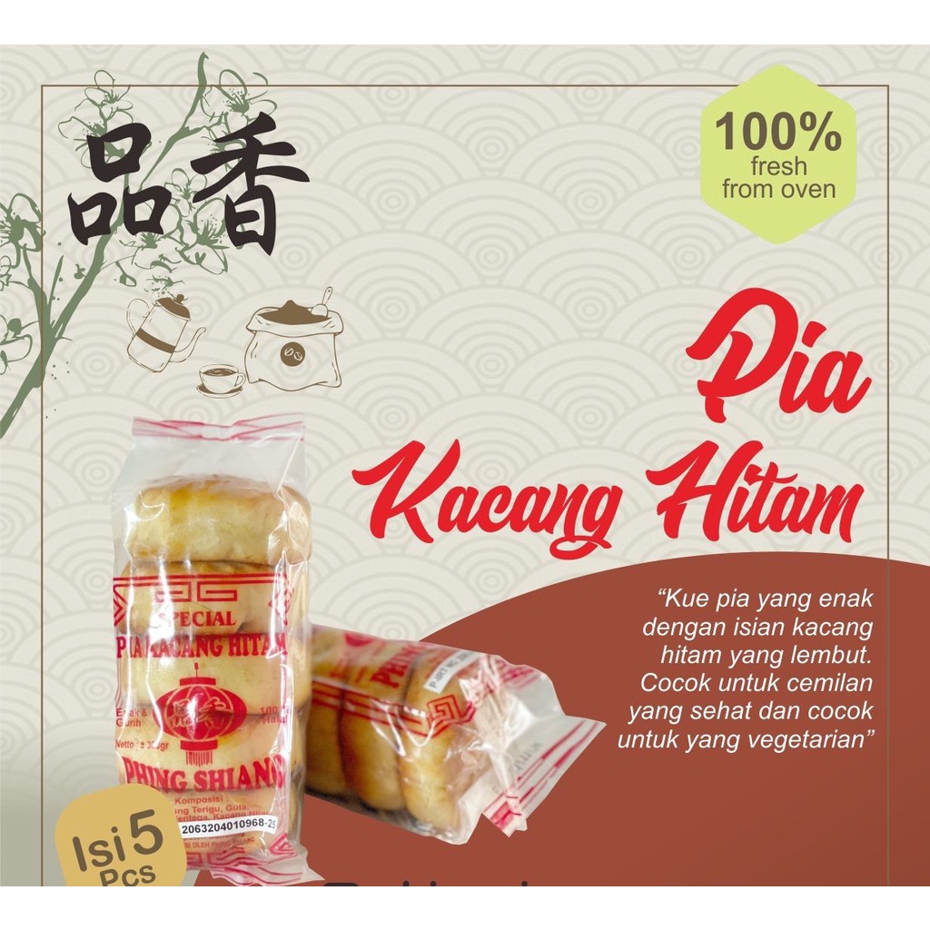 

Kue Pia Kacang Hitam / Kacang Hijau Cap Phing Siang (2 varian) 1 pack / 5 pcs