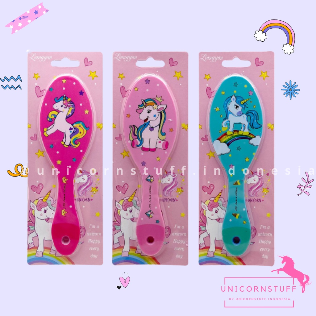 Sisir Rambut Unicorn Anak Cewek Karakter Kado Murah Premium Comb Cewek Halus Hair Ulang Tahun Birthday