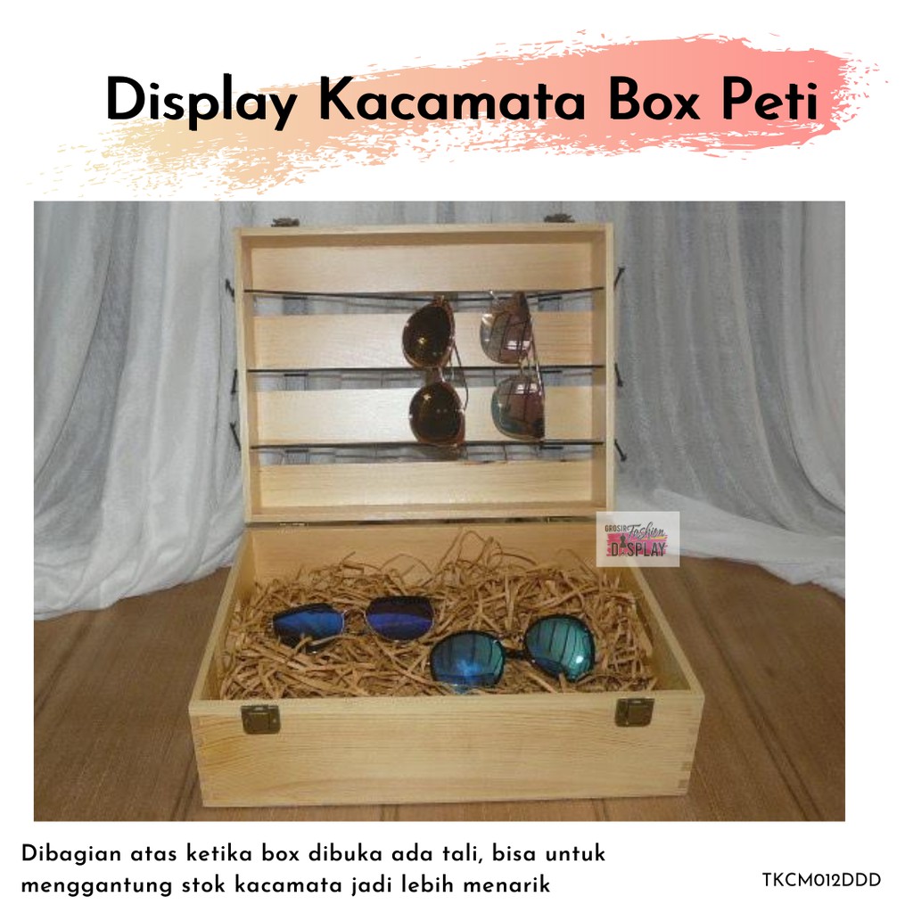 Display Kacamata Box Kotak Peti Premium Kayu Stand Kacamata Branded Pria dan Wanita Murah (BH)