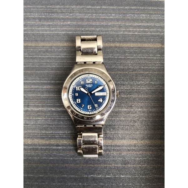Bekas Second Preloved SWATCH V8 Jam Tangan Pria Analog Original Fashion Stainless Steel Blue Silver 