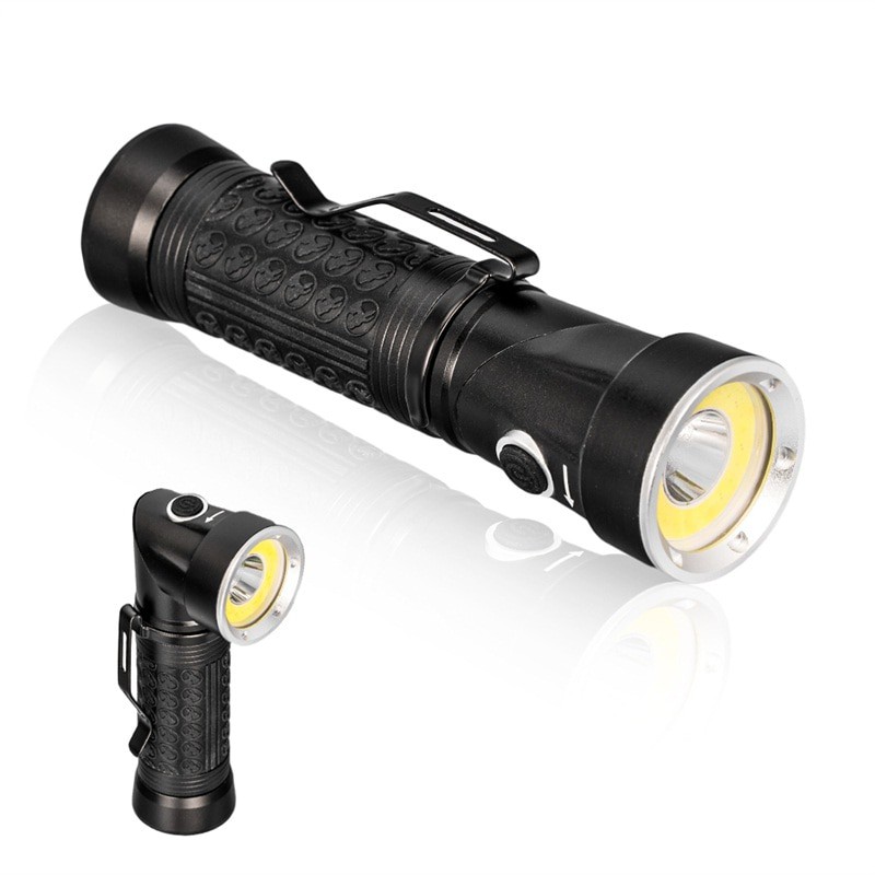 Pocketman Senter LED Rotatable Head Magnetic Tail Cree T6+COB 6000 Lumens - 3188 - Black