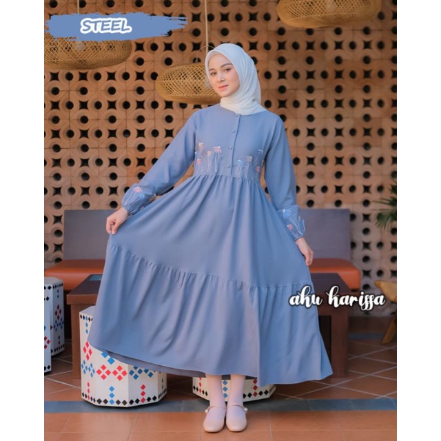 milva Dress matt itycrepe original aku karissa / Gamis aku karissa/ dress midi kanaya bordir itycrep