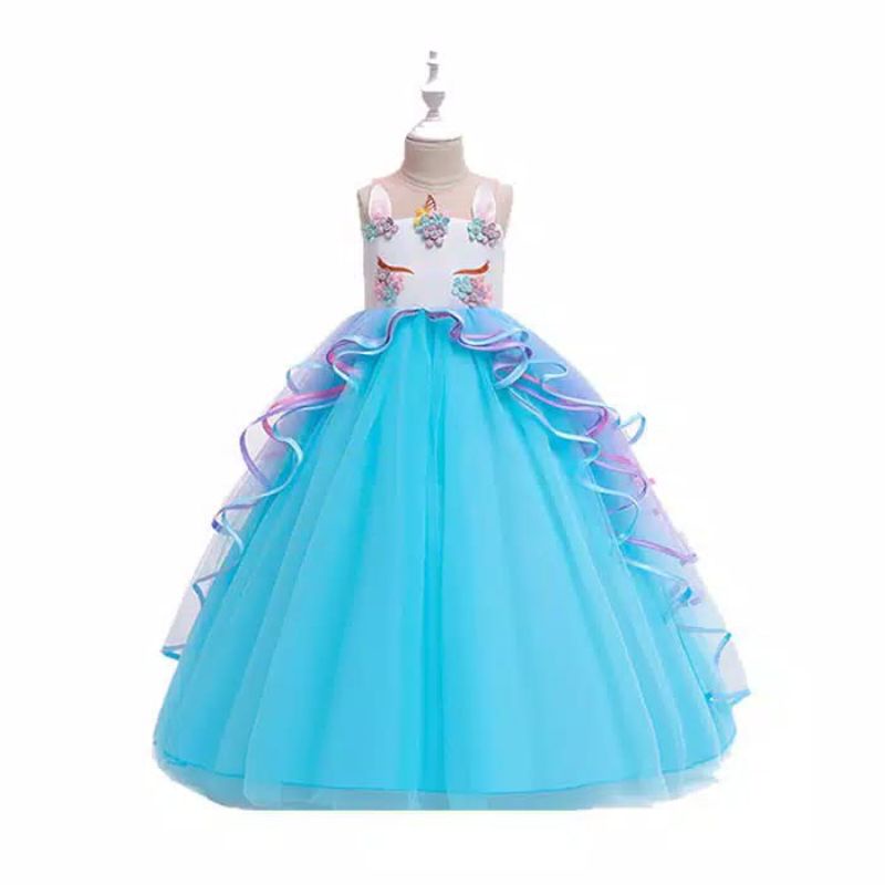 DRESS TUTU PESTA ANAK IMPORT BUNGA 2-8 TAHUN MEWAH CAPE / GAUN PENGANTIN ANAK BUNGA MEWAH / BAJU KOSTUM PESTA ANAK PRINCESS UNICORN