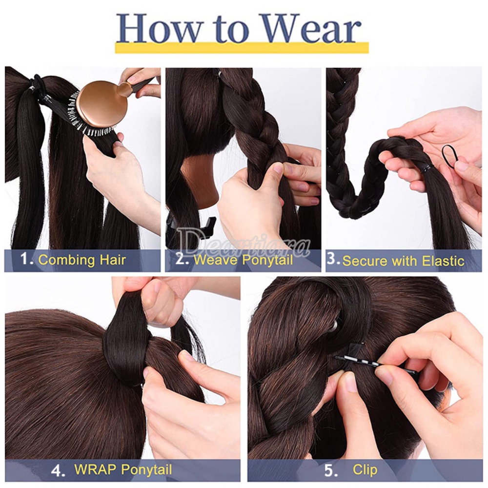 1 PC Wig Rambut Ekstensi Ponytail Model Kepang Bahan Sintetis Untuk Wanita