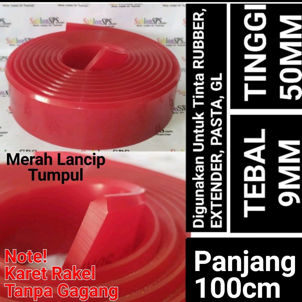 KARET RAKEL LANCIP TUMPUL MERAH 7x50 P. 1 METER