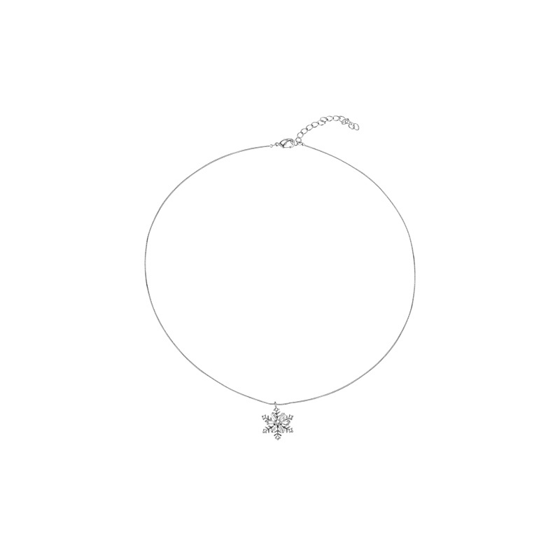 Hello Kalung Rantai Sterling Silver 925 Dengan Liontin Snowflake Gaya Korea Untuk Wanita