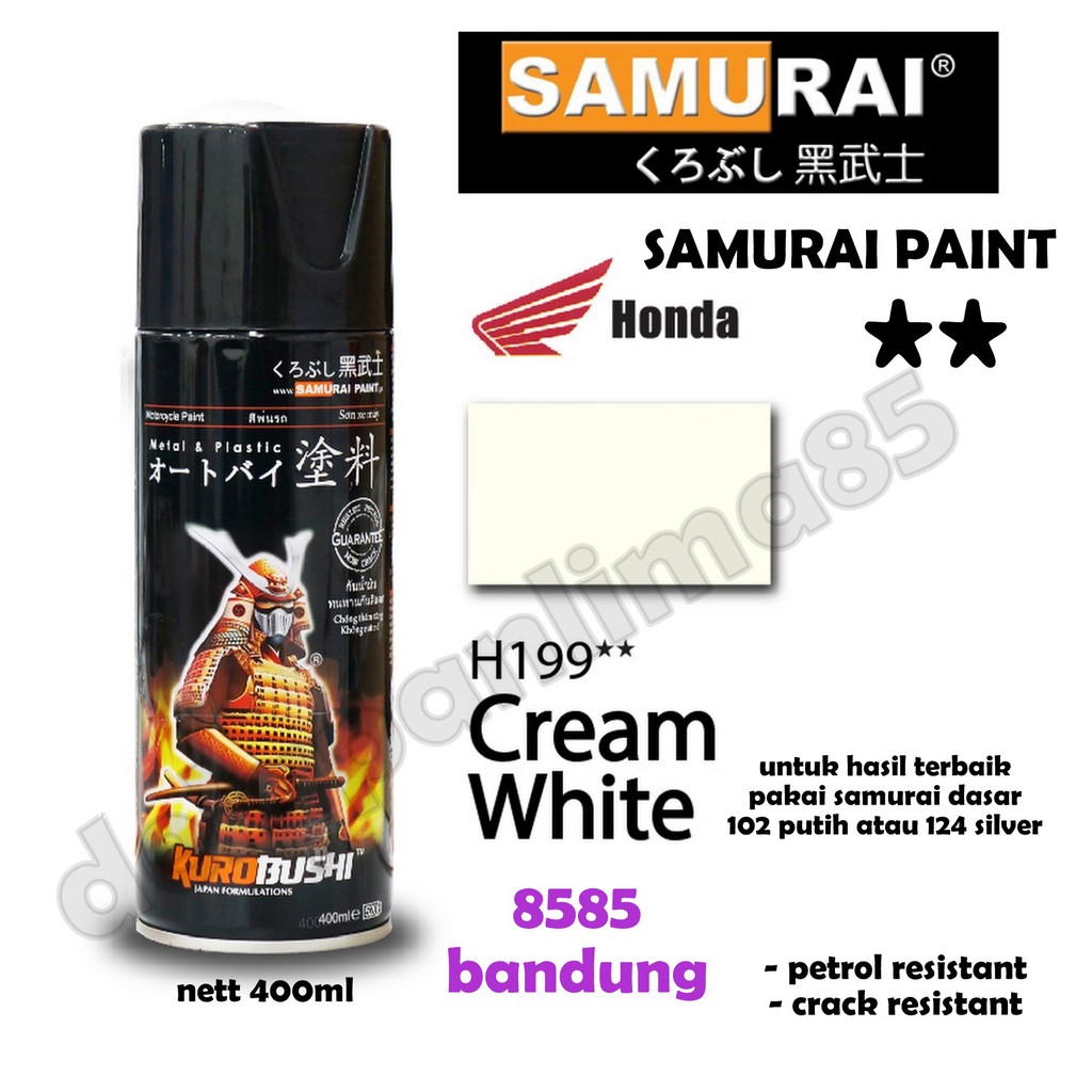 Samurai Paint H199** CREAM WHITE (Cream Motor Scoopy) Cat Semprot/Pylox/Pilox/Pilok/Helm/Motor