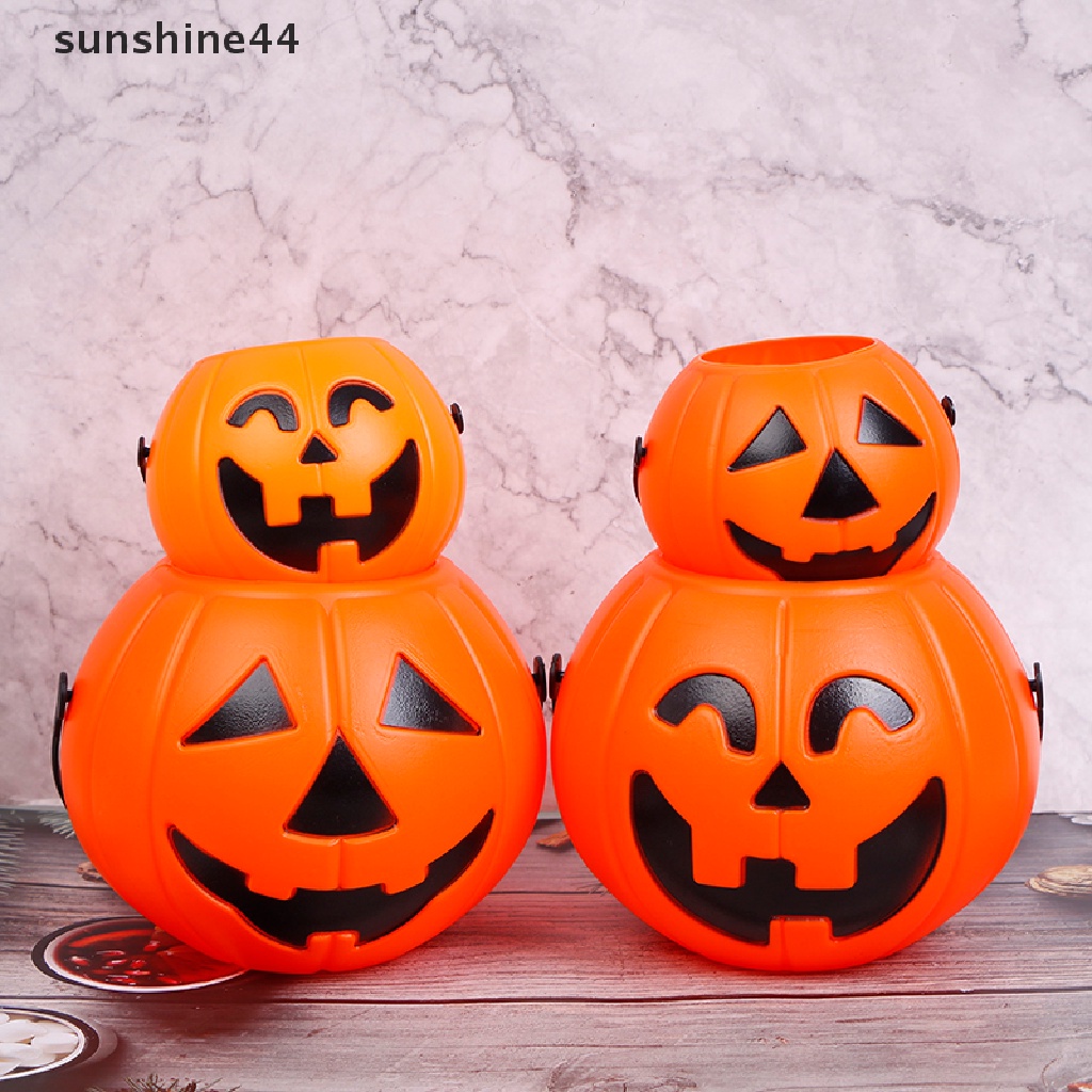 Sunshine Keranjang Permen Bentuk Labu Halloween Bahan Plastik Untuk Dekorasi