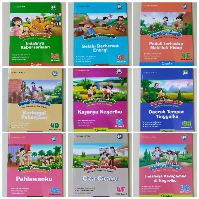 ORI paket satu tahun buku mahir tematik k13 penerbit Quadra kelas 4 ABCDEFGHI edisi terbaru