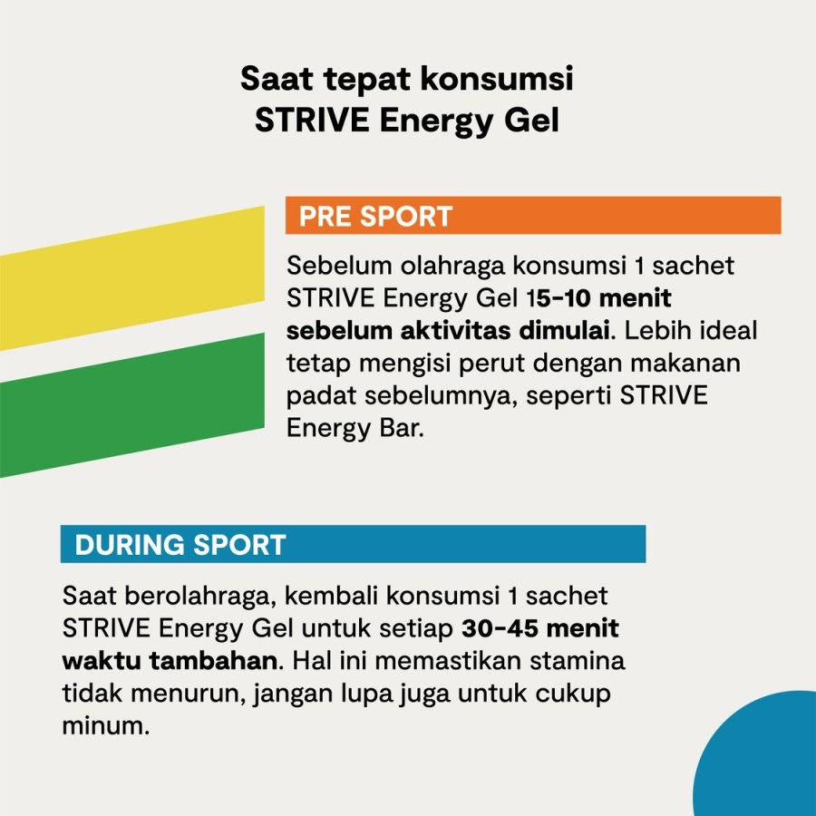 STRIVE ENERGY GEL 24g suplemen tenaga lari sepeda triathlon GU Sachet renang hiking
