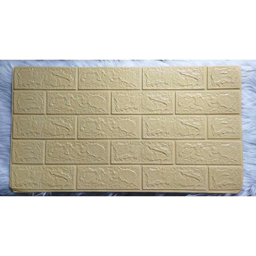 Wallpaper Dinding Foam 3D Kecil Motif Batu Bata / Wallpaper Dinding Foam DD509 [1KG=26PCS]-BEIGE