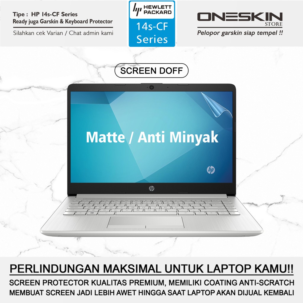 Garskin Laptop Keyboard Screen Protector HP 14s-cf cf1046tu cf1047tu cf1051tu cf2017tu Warna Silikon-Screen Doff