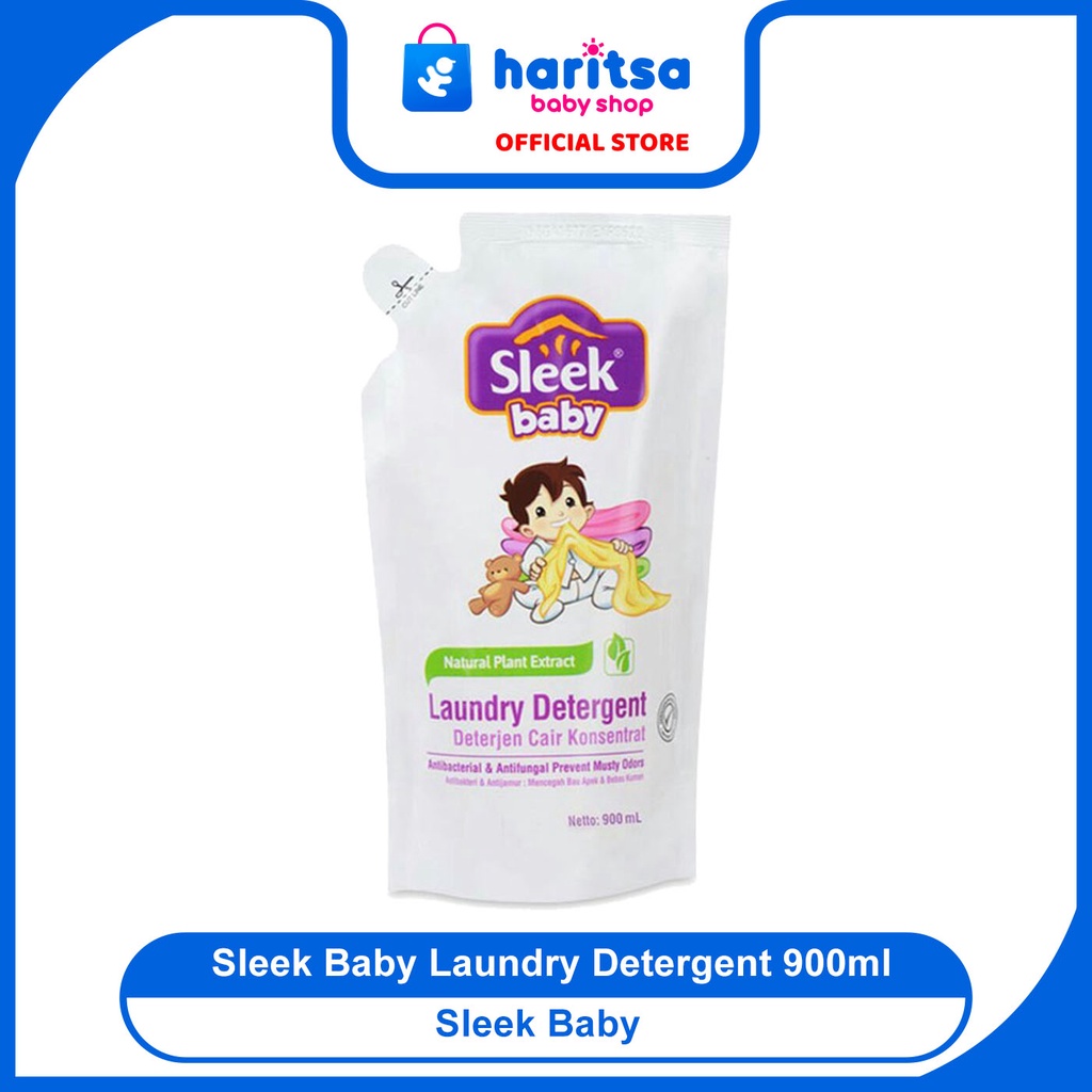 Sleek Baby Detergent Pemebersih Pakaian Bayi Anak Anti Jamur Anti Bakteri Laundry Detergent Pouch 900ml