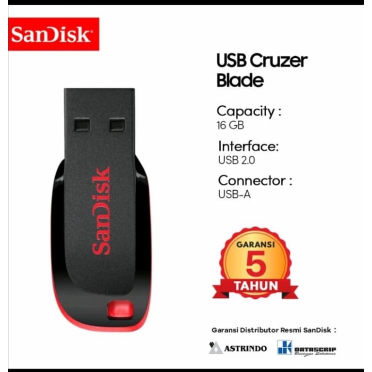 Flashdisk Sandisk 8GB &amp; 16GB Cruzer Blade CZ50 Ori