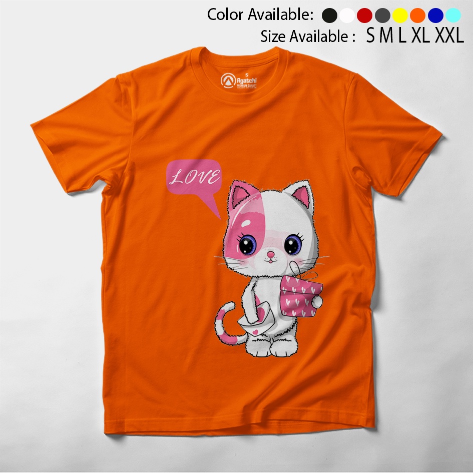 Kaos Atasan Anak Perempuan / Baju Anak Distro Cat Love Kucing Lucu