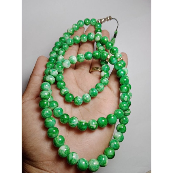 tasbih 99 batu giok aceh sintetis