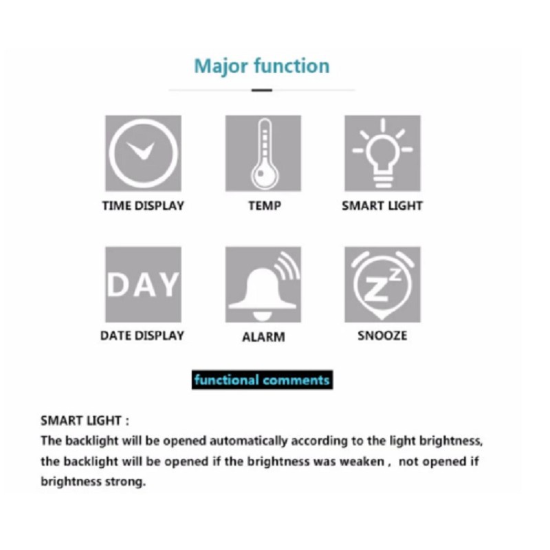 Jam Meja Digital / Jam Alarm Sensor Cahaya Pintar LED