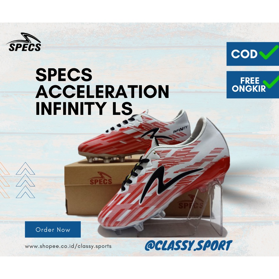 SEPATU BOLA SPECS ACCELERATOR INFINITY LIGHTSPEED II PRO FG MERAH PUTIH SEPATU SEPAKBOLA - 400684