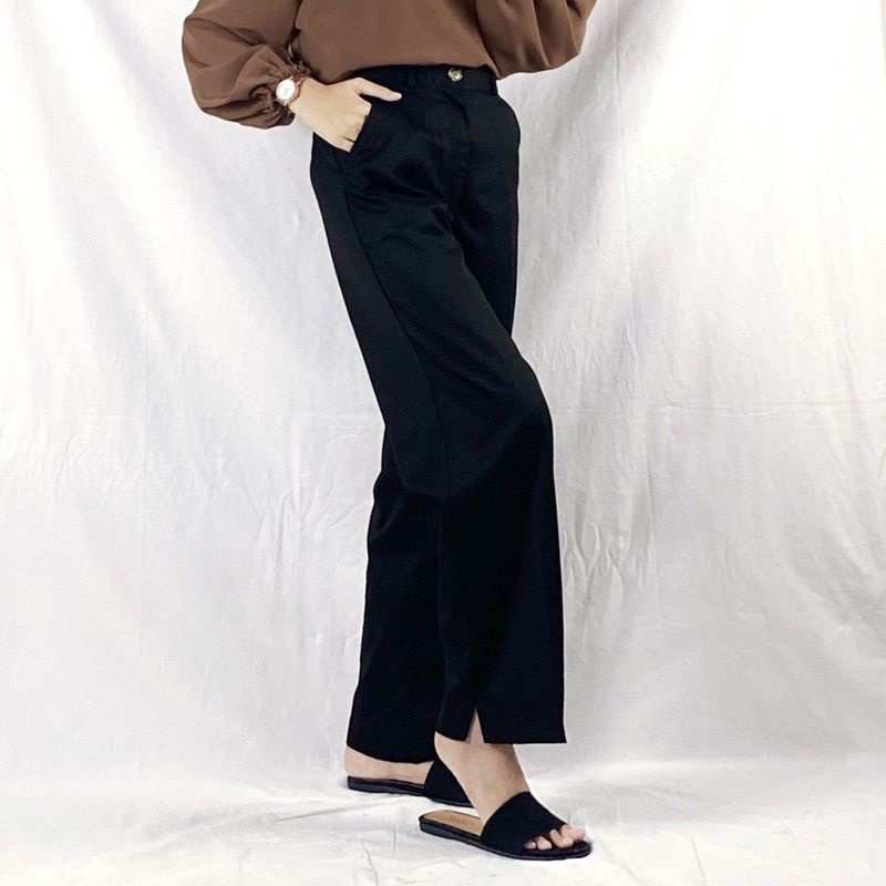 KULOT MELVA SLIT PANTS WANITA PREMIUM KODE DYS 721 TERSEDIA WARNA HITAM CREAM ARMY ABU