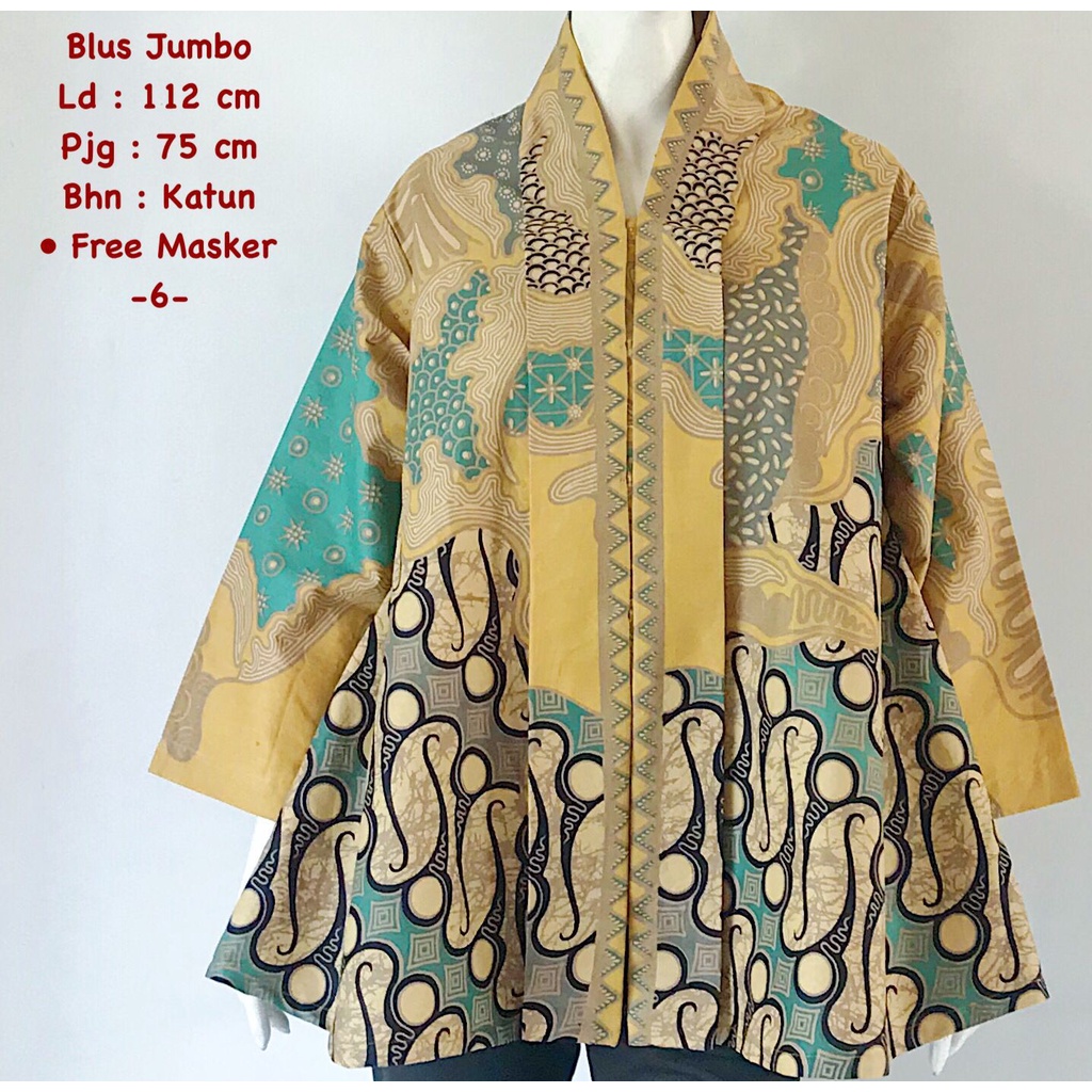 Blus jumbo katun batik solo batik halus trendy modern atasan kerja blus wanita