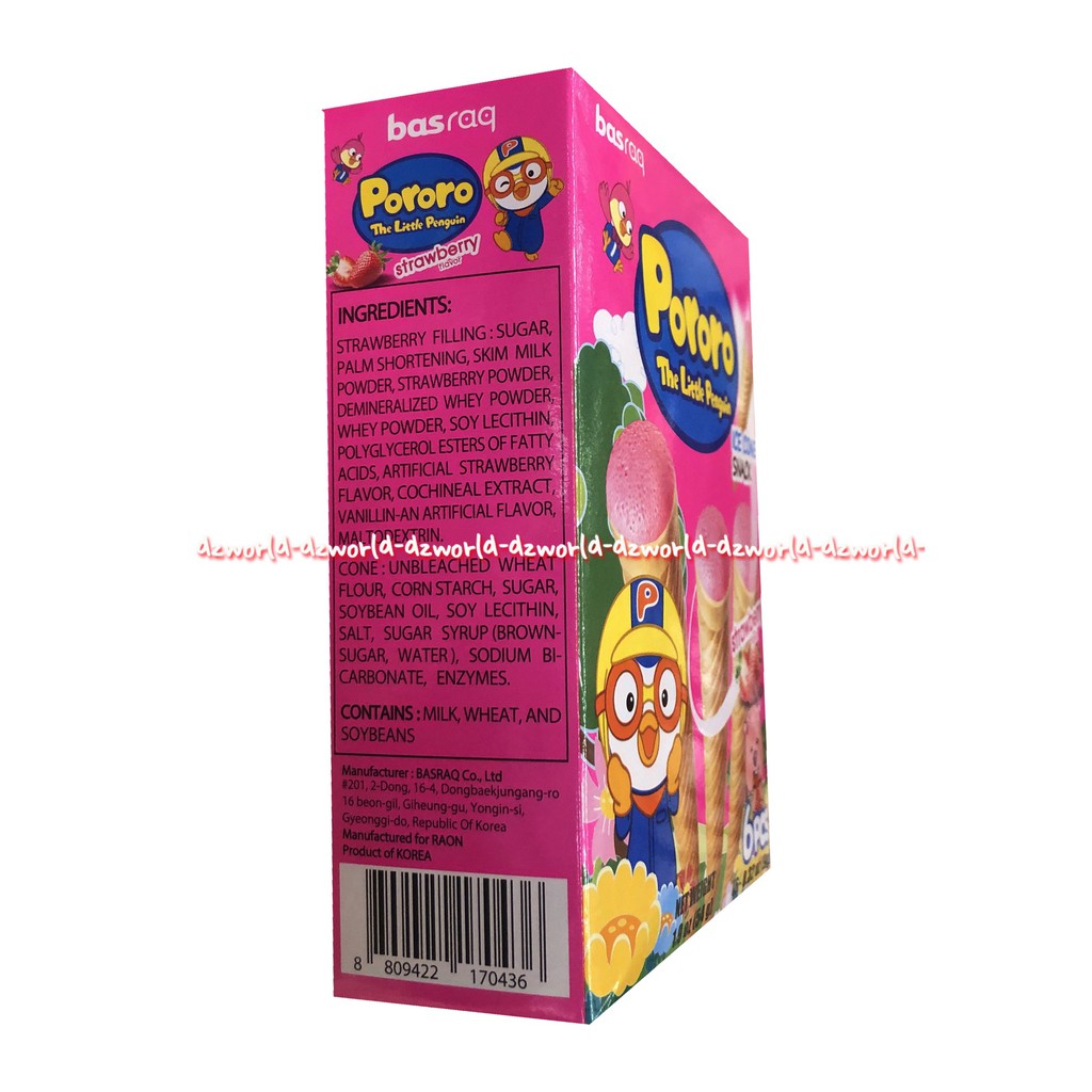 Pororo Ice Cone Snack Chocolate 6pcs Cemilan Strawberry