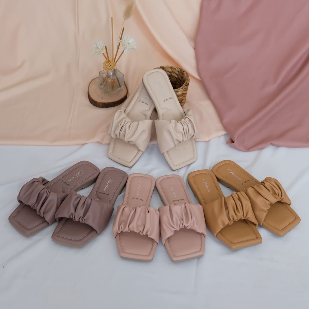 [7.7 Boombastis Sale⚡] - SANDAL WANITA FAIRIES OONA FS006 SANDALS  RUCHED FLAT