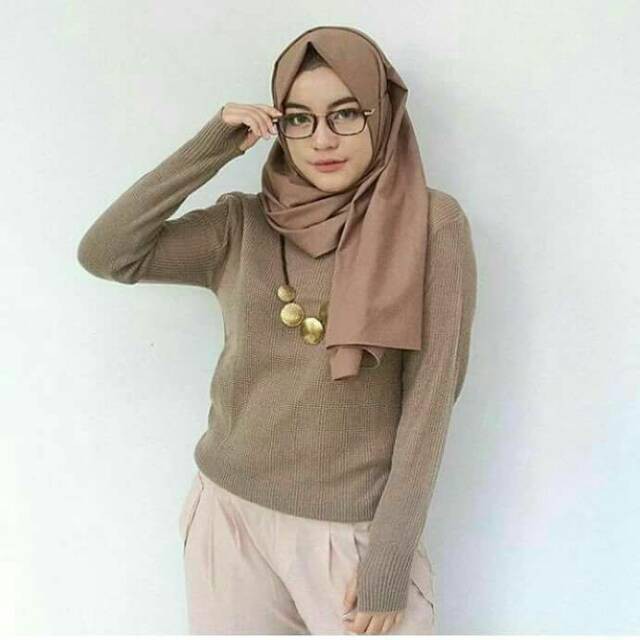 HOPYLOVY - Blouse Thumbhand bahan Rajut