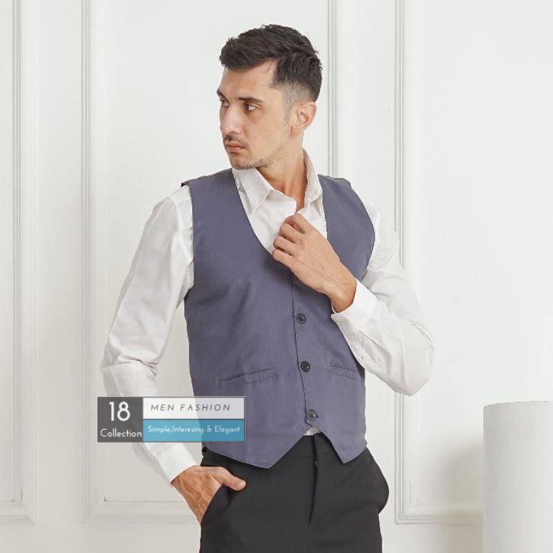 18Collection - Vest Bahan Formal Motif &amp; Polos Rompi Groomsman Premium [Bisa COD]