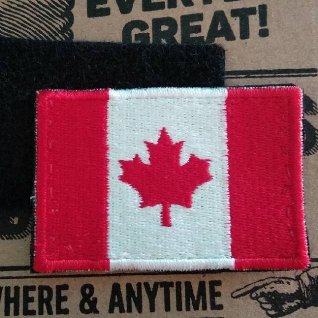 PATCH LOGO BORDIR BENDERA KANADA EMBLEM TEMPELAN JAHIT 8 CM X 5 CM