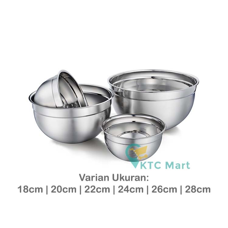 KTCmart - Mixing Bowl 26 cm/ Mangkok Baskom Adonan Stainless Steel