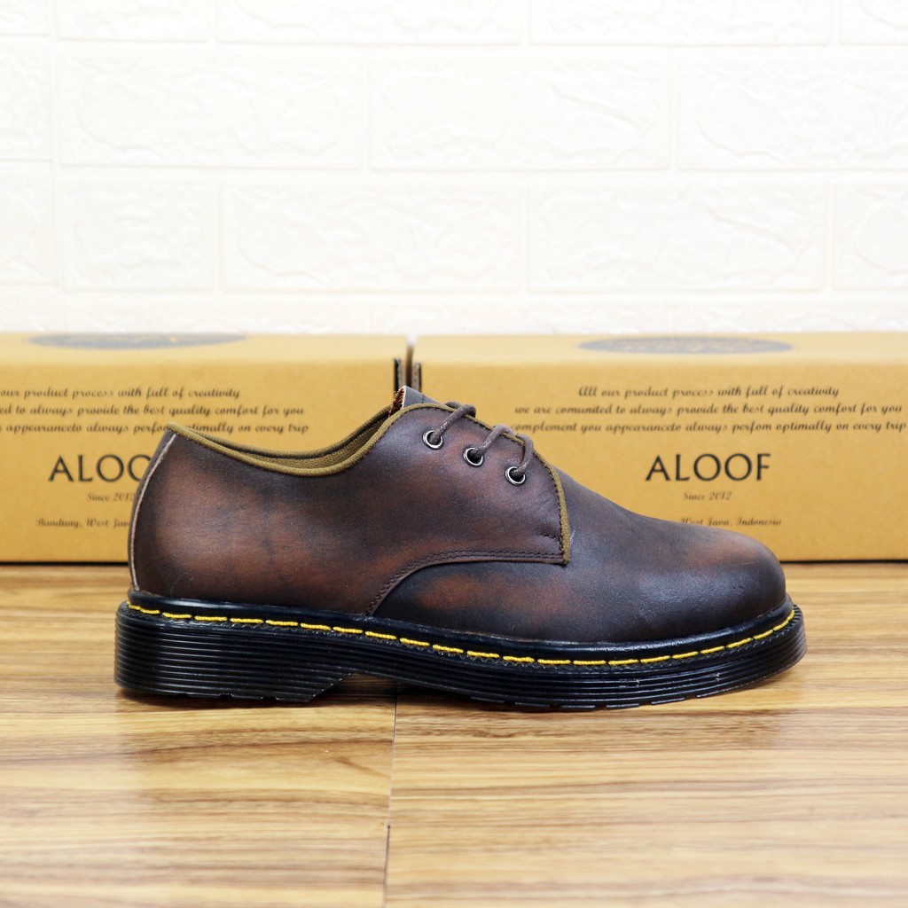 37-45 Aloof Delow - Sepatu Formal Unisex Kulit Asli Model Docmart 3 Hole Pria Wanita-4