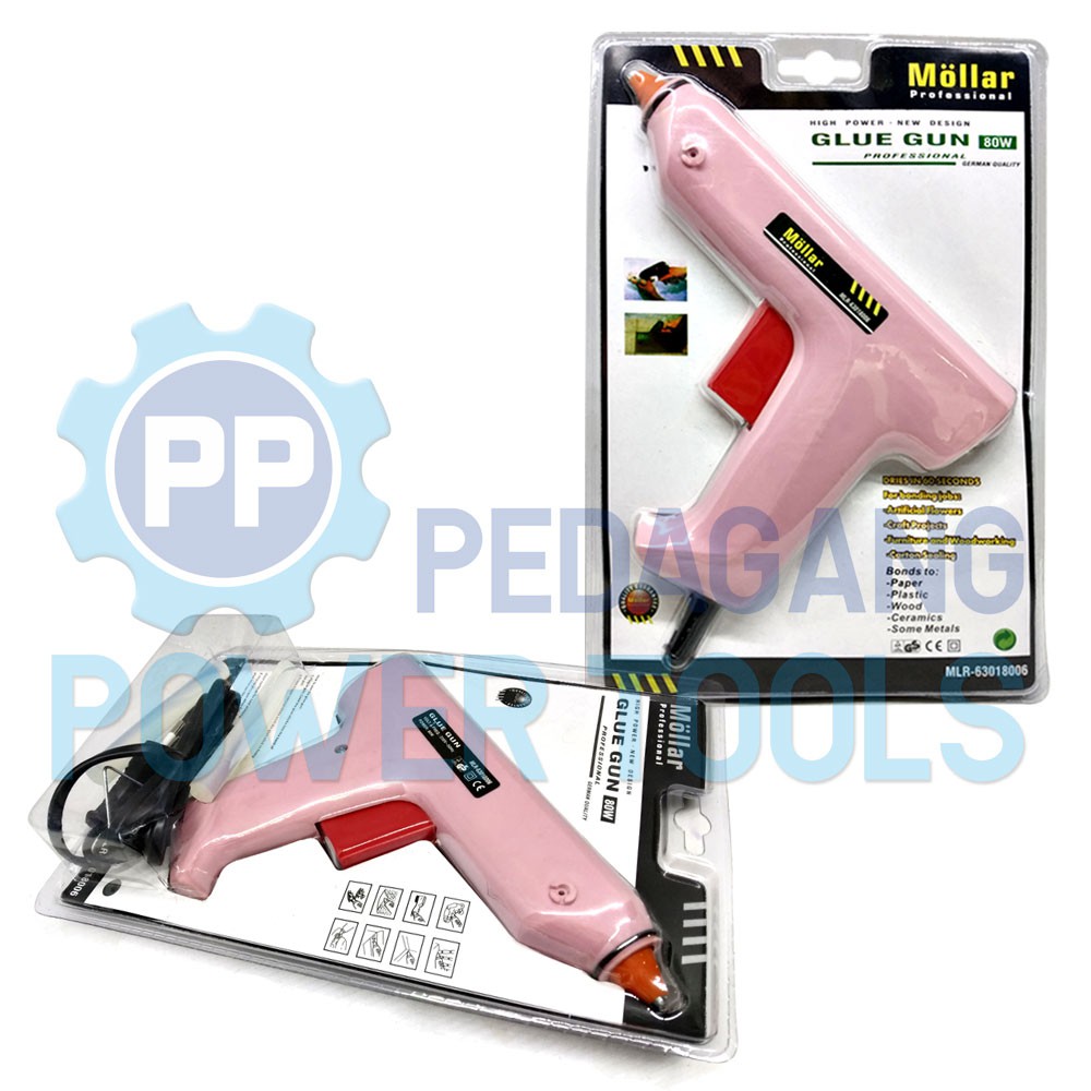 MOLLAR ALAT LEM TEMBAK BESAR 80 WATT HOT GLUE GUN LEM BAKAR - PINK