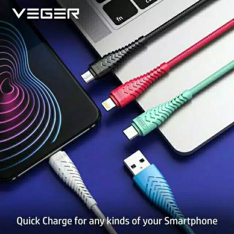 Kabel Data Veger V110 Mirco 2.4a QC 3.0 1 Pcs