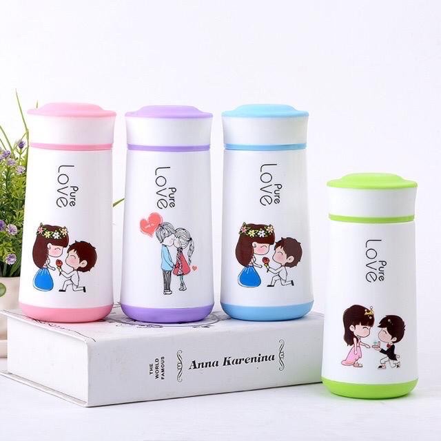 Botol Minum Kaca Motif Love 350ml Tumbler Bottle Glass Termos Animal