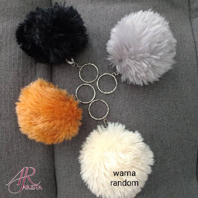 Gantungan Boneka Gantungan Pom-pom untuk tas ransel atau selempang warna random