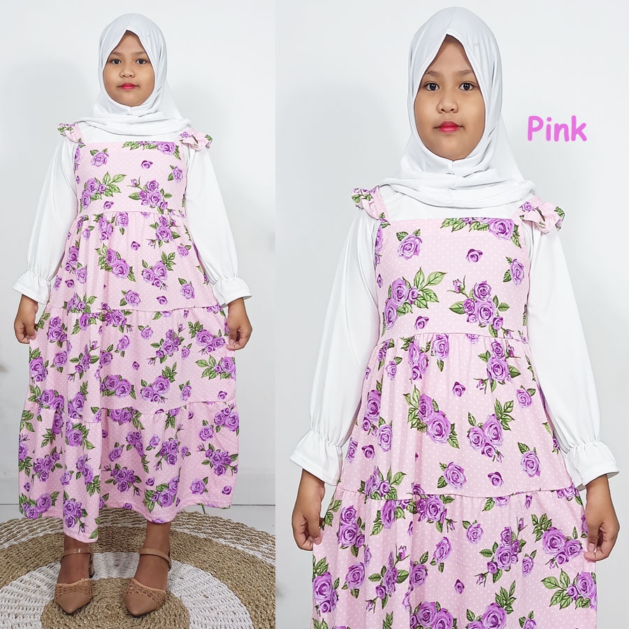 GAMIS ANAK LALISA OVERALL ONE  SET BUNGA USIA 6-12Tahun GL FASHION