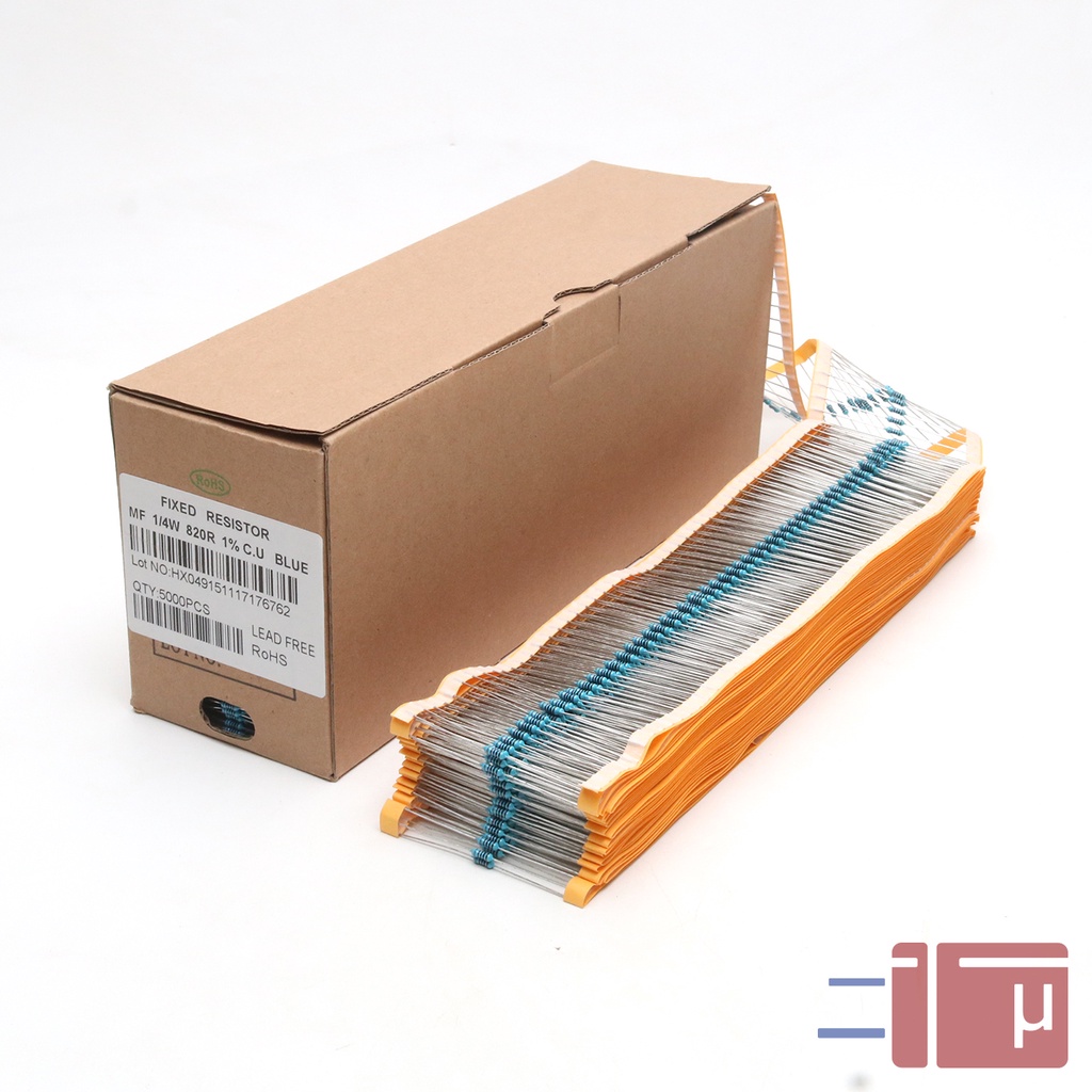 x10 Resistor 820R 820 Ohm 1/4W Metal Film 1% Taiwan Kaki Tembaga